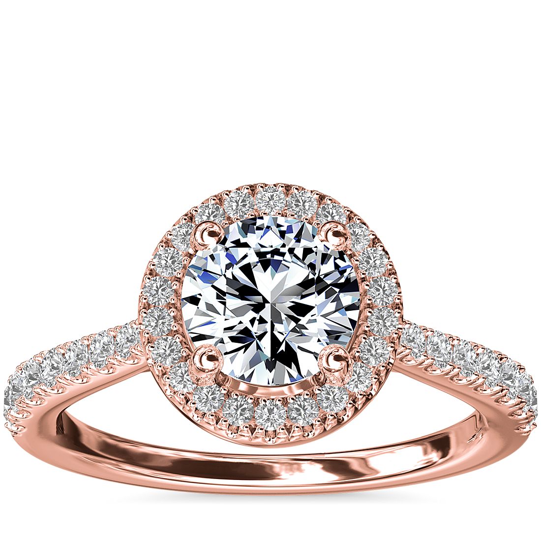 Ib dekorere stereoanlæg Diamond Bridge Halo Diamond Engagement Ring in 14k Rose Gold (1/3 ct. tw.)  | Blue Nile